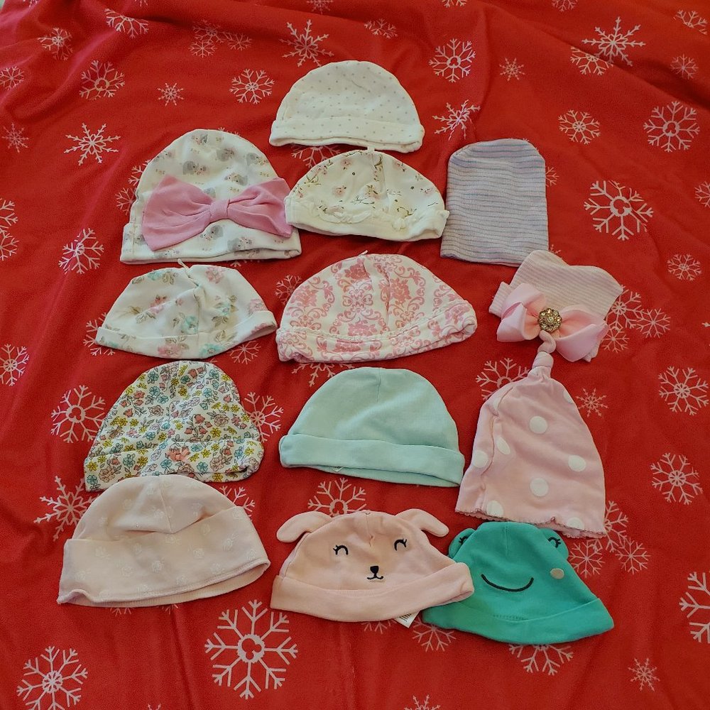 Babygirl Hats - Various Sizes Newborn to 24 Mths